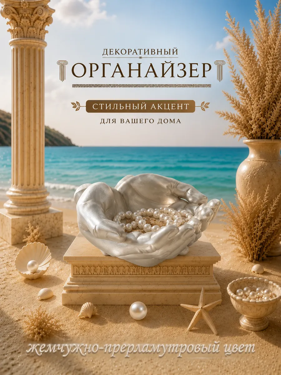Декоративный гипсовый органайзер универсальный, жемчуг