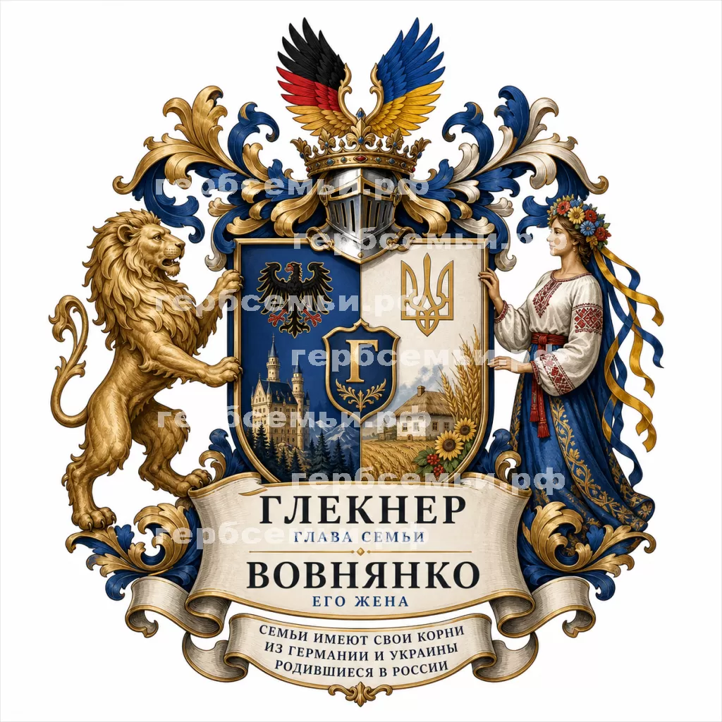 Герб семьи Глекнер глава семьи и Вовнянко его жена #36888