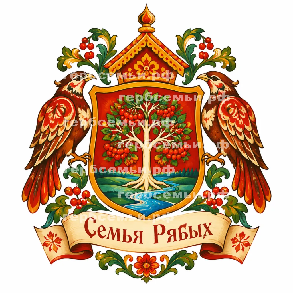 Герб семьи Семья Рябых в стиле русских народных сказок #41100