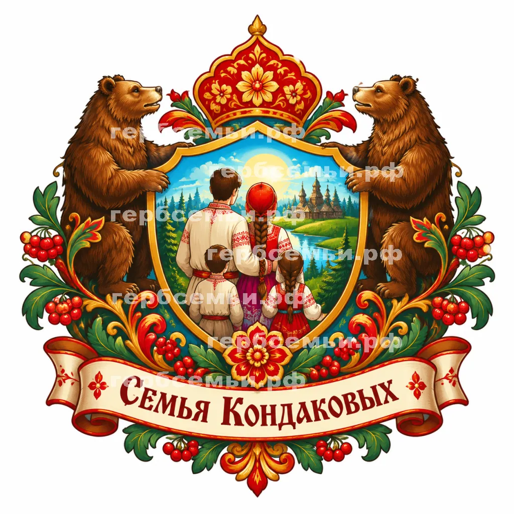 Герб семьи Семья Кондаковых в стиле русских народных сказок #41097