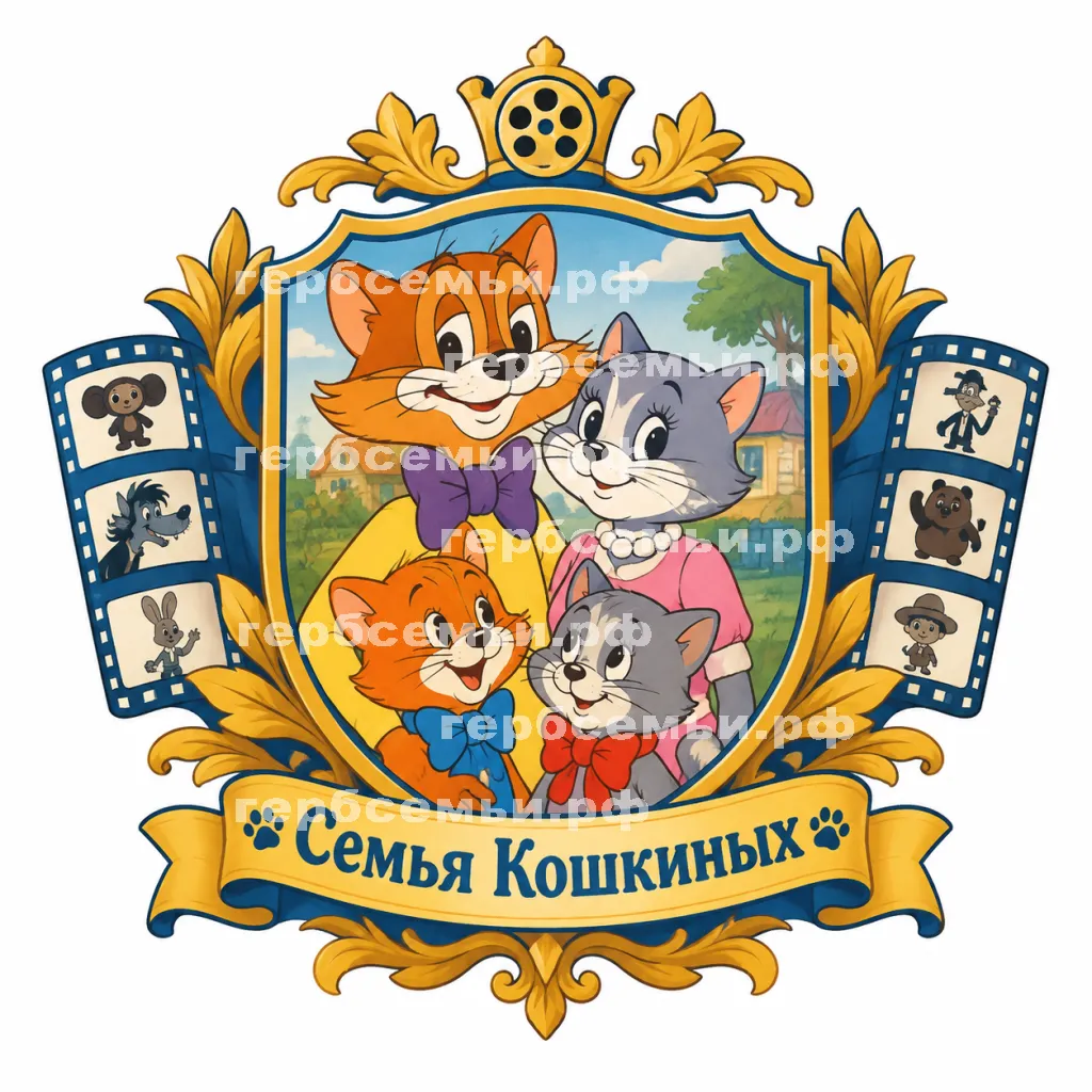 Герб семьи Семья Кошкиных на фоне Союзмультфильма #40969