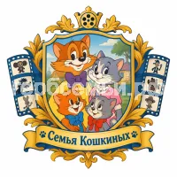 Герб семьи Семья Кошкиных на фоне Союзмультфильма