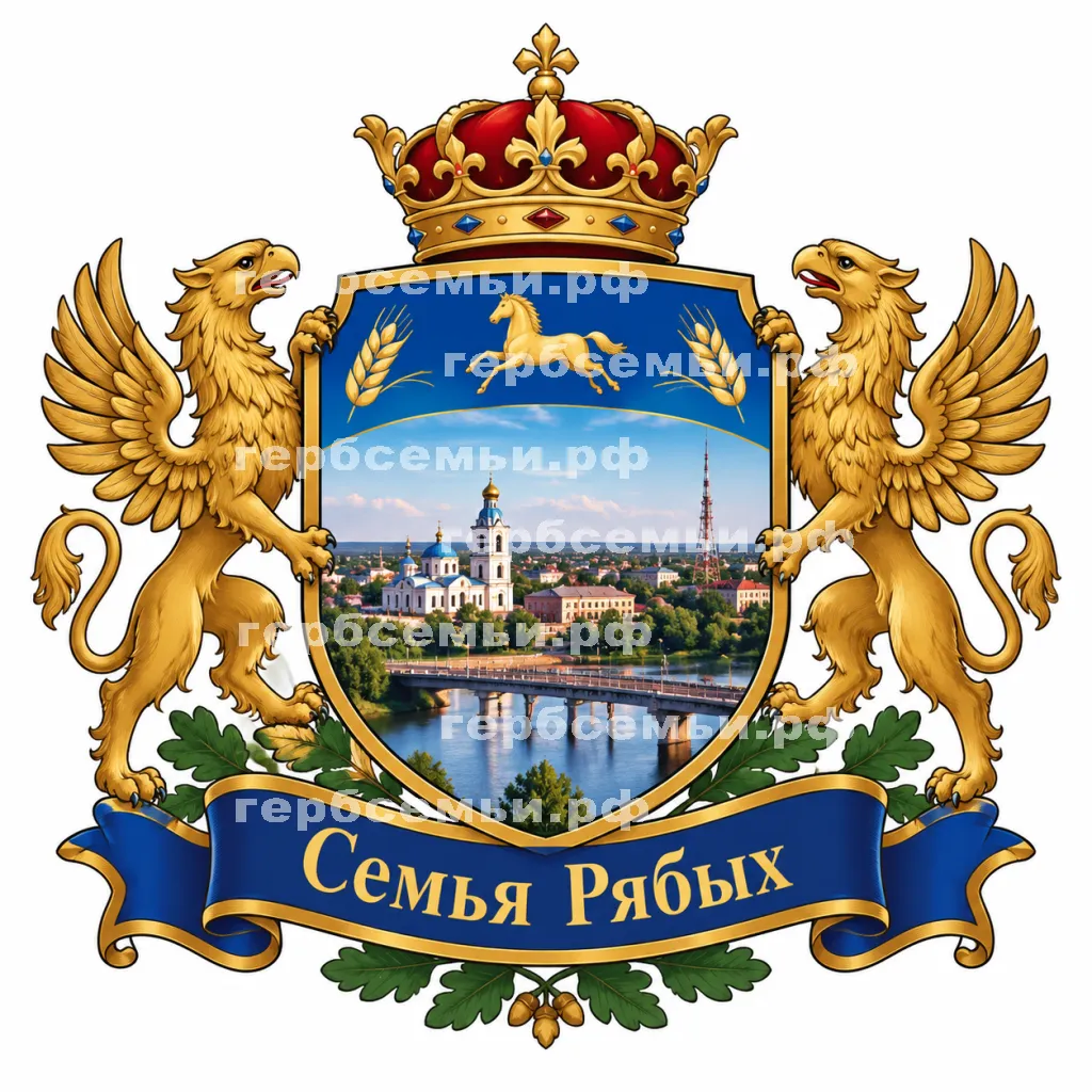 Герб семьи Семья Рябых на фоне города Бузулука Оренбургской Области #40994