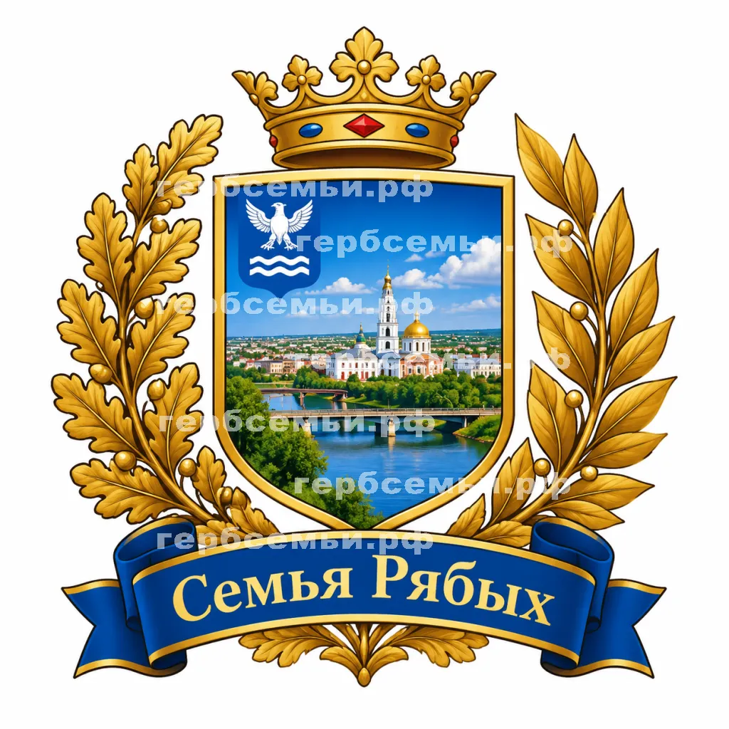 Герб семьи Семья Рябых на фоне города Бузулука Оренбургской Области #40995