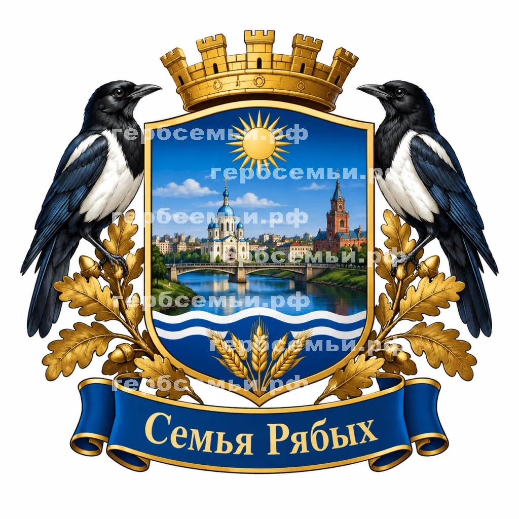 Герб семьи Семья Рябых на фоне города Бузулука Оренбургской Области #41017