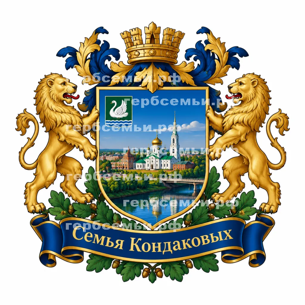 Герб семьи Семья Кондаковых на фоне города Клина Московской Области #40996