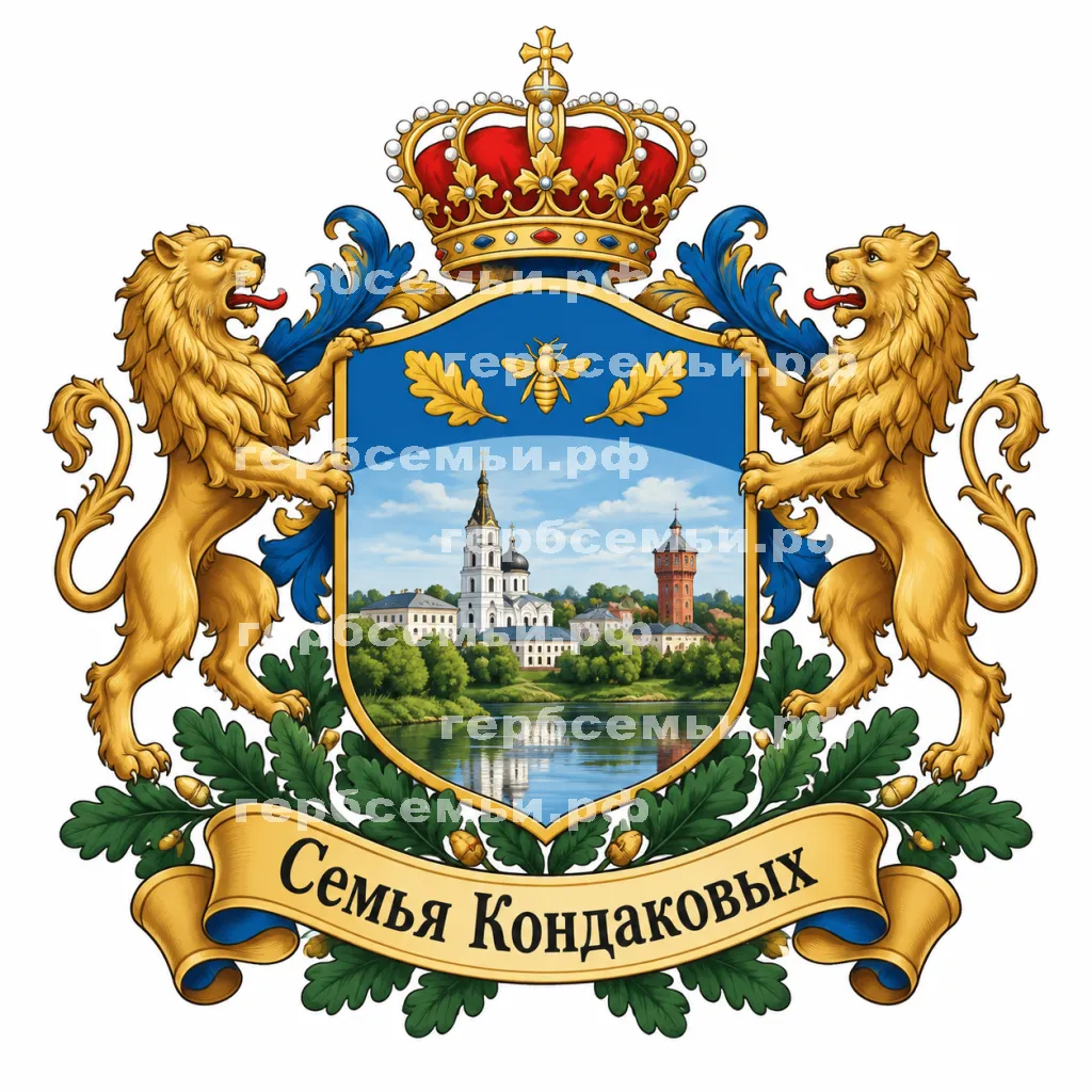 Герб семьи Семья Кондаковых на фоне города Клина Московской Области #41021