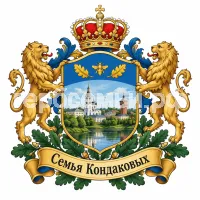 Гербы семьи Семья Кондаковых на фоне города Клина Московской Области