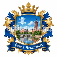 Герб семьи Семья Чекановых на фоне города Иваново