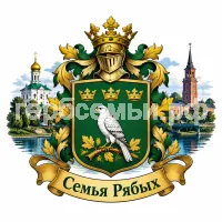 Герб семьи Семья Рябых на фоне города Клина Московской Области