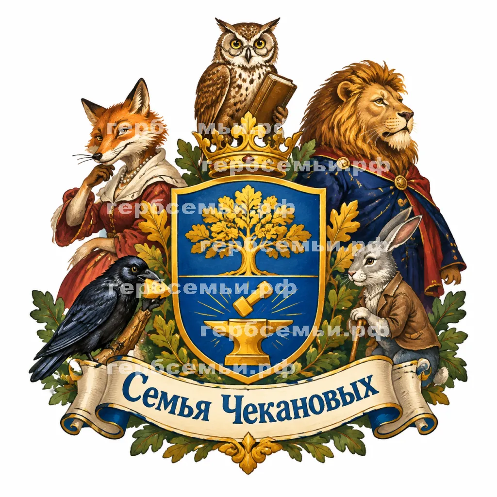Герб семьи Семья Чекановых в стиле басен Крылова #41055