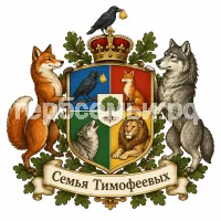 Герб семьи Семья Тимофеевых в стиле басен Крылова