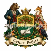 Герб семьи Семья Рябых в стиле басен Крылова