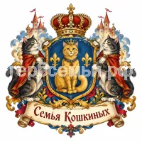 Гербы семьи Семья Кошкиных в стиле сказок Пушкина