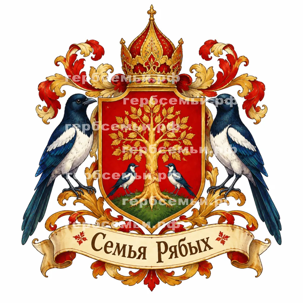 Герб семьи Семья Рябых в стиле сказок Пушкина #41085