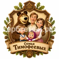 Гербы семьи Семья Тимофеевых в стиле мультфильма Маша и медведь