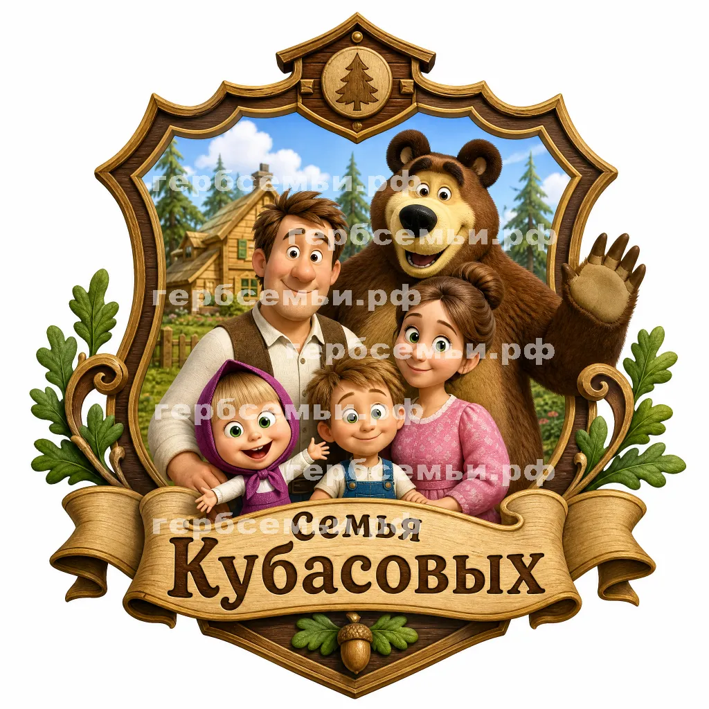 Герб семьи Семья Кубасовых в стиле мультфильма Маша и медведь #41141