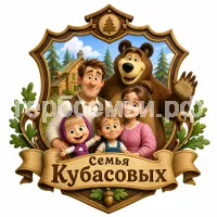 Герб семьи Семья Кубасовых в стиле мультфильма Маша и медведь