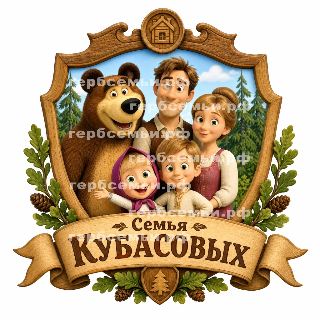 Герб семьи Семья Кубасовых в стиле мультфильма Маша и медведь #41142
