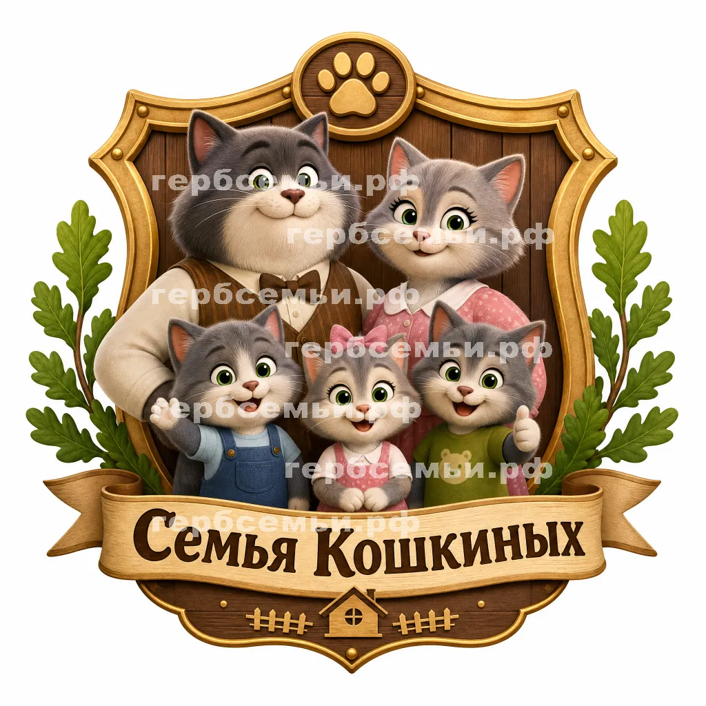 Герб семьи Семья Кошкиных в стиле мультфильма Маша и медведь #41143