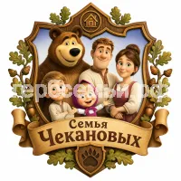 Гербы семьи Семья Чекановых в стиле мультфильма Маша и медведь