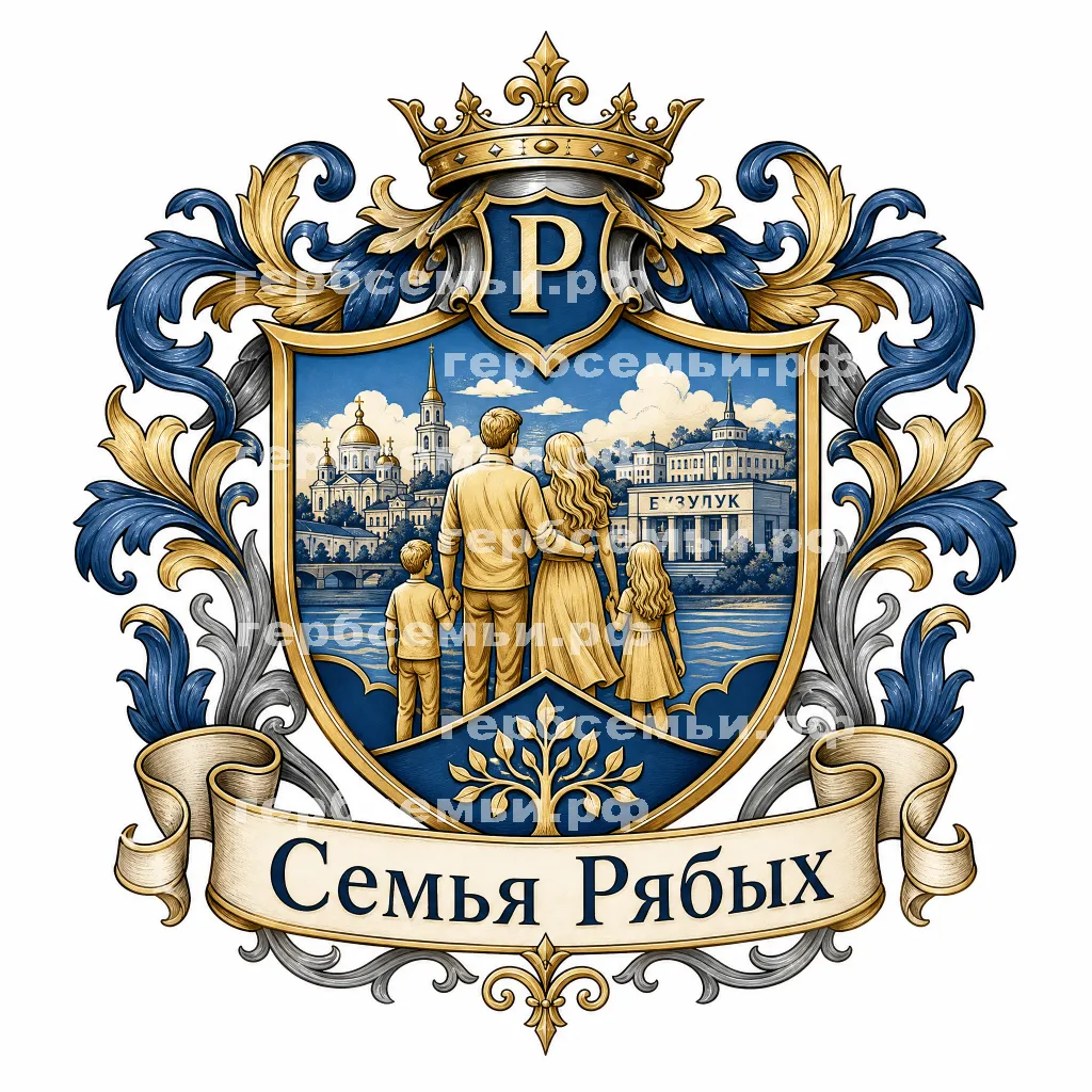 Герб семьи Семья Рябых на фоне города Бузулука #41170