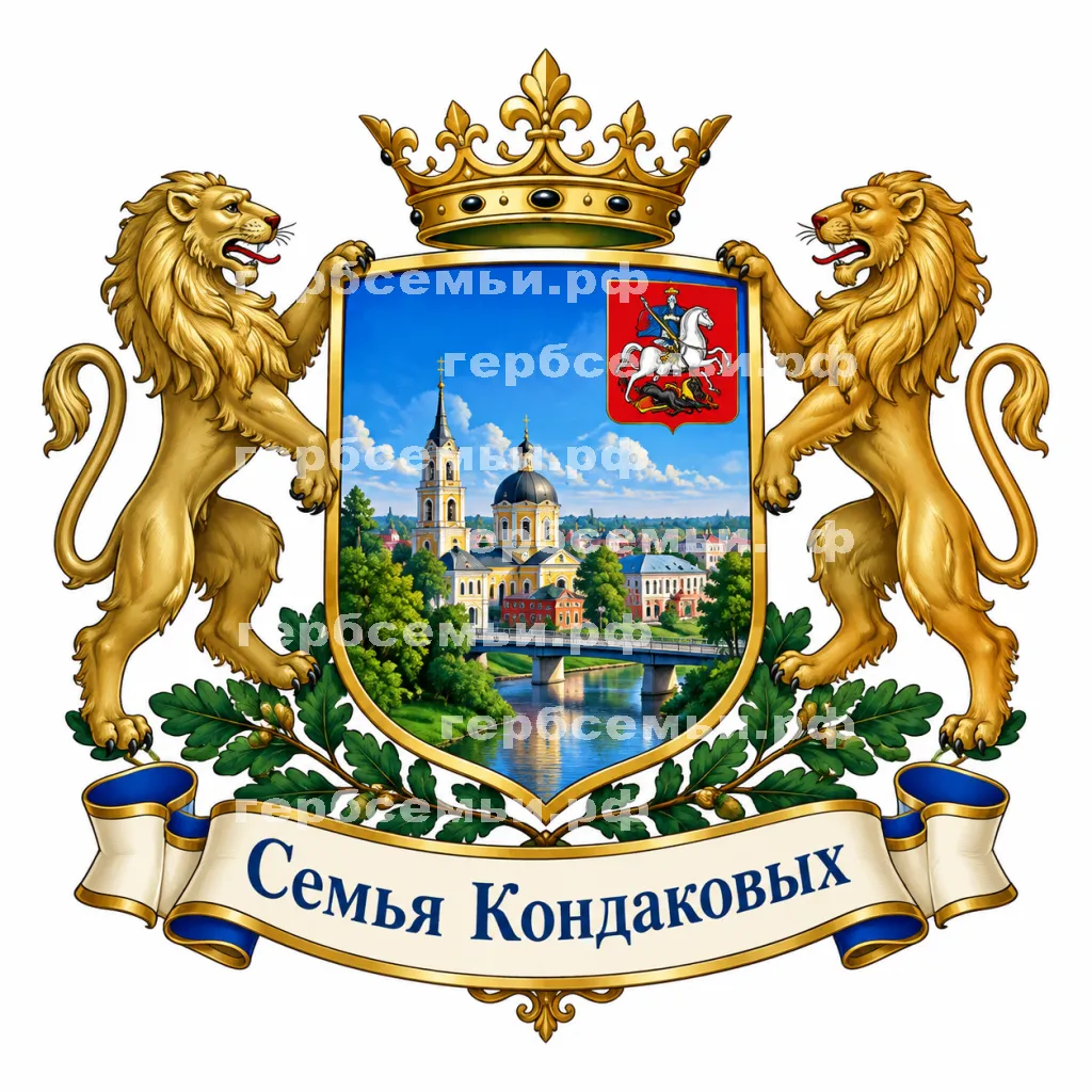 Герб семьи Семья Кондаковых на фоне города Клина #41171