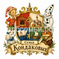 Гербы семьи Семья Кондаковых в стиле сказки Алексея Толстого Золотой Ключик или Приключения Буратино