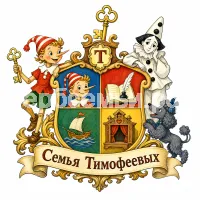 Гербы семьи Семья Тимофеевых в стиле сказки Золотой Ключик или Приключения  или Приключения Буратино