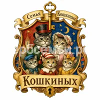 Гербы семьи Семья Кошкиных в стиле сказки Золотой Ключик или Приключения Буратино