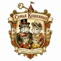 Гербы семьи Семья Кошкиных в стиле сказки Алексея Толстого Золотой Ключик или Приключения Буратино