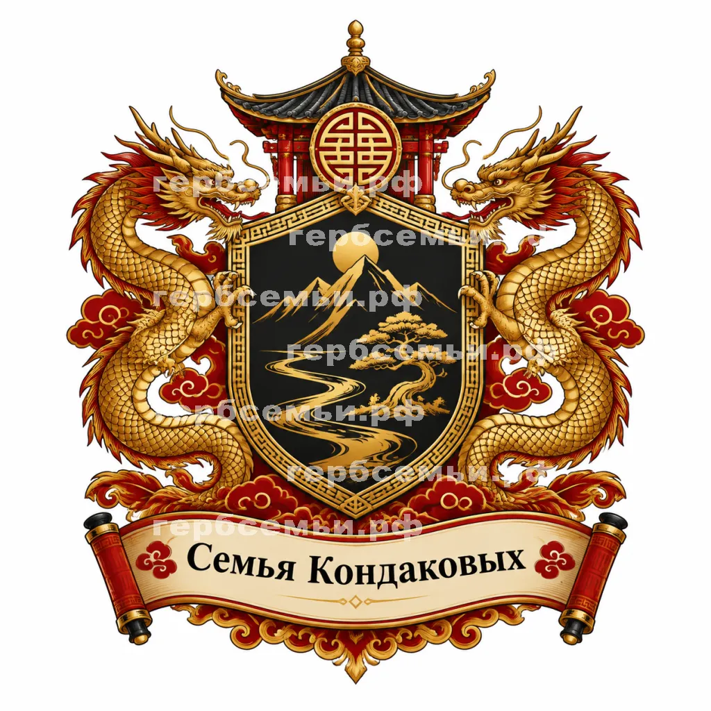 Герб семьи Семья Кондаковых в Китайском стиле #41223