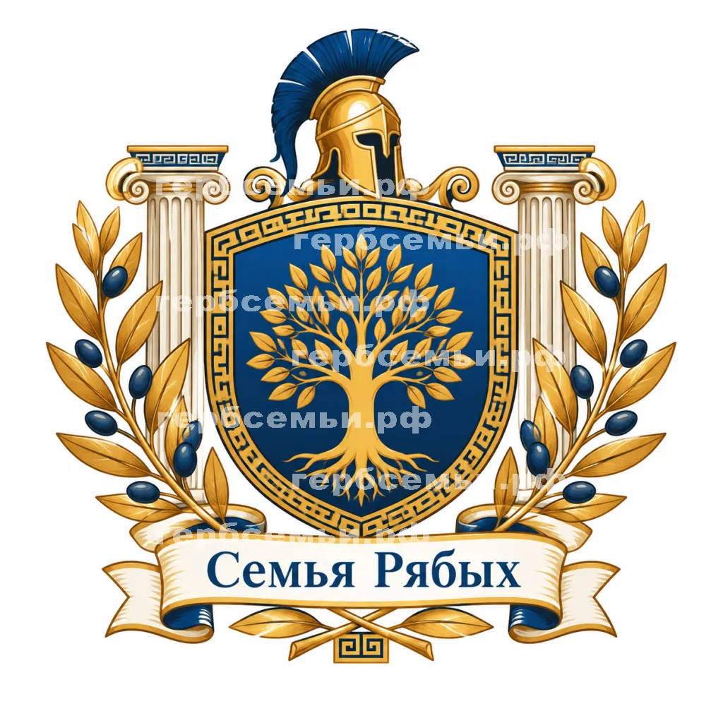 Герб семьи Семья Рябых в Греческом стиле #41242