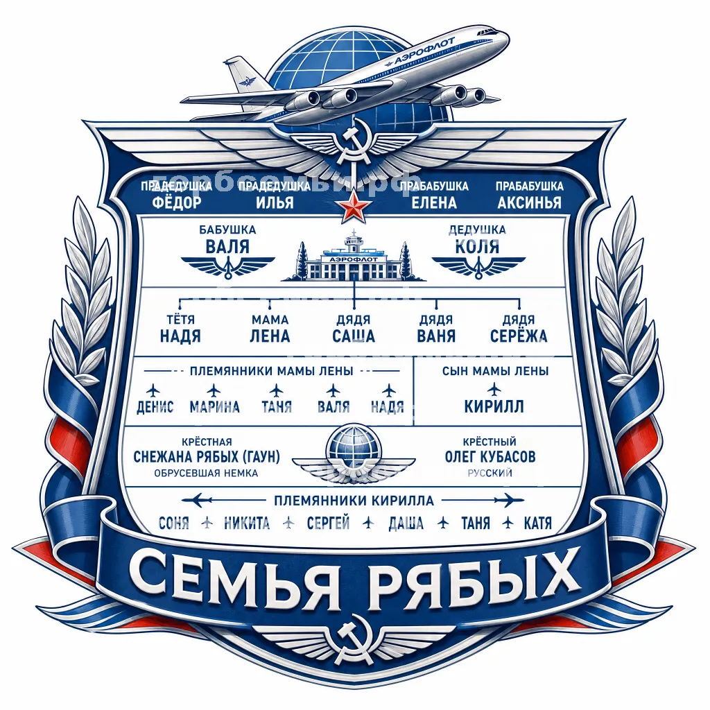 Герб семьи Семья Рябых  в стиле Аэрофлота #41263