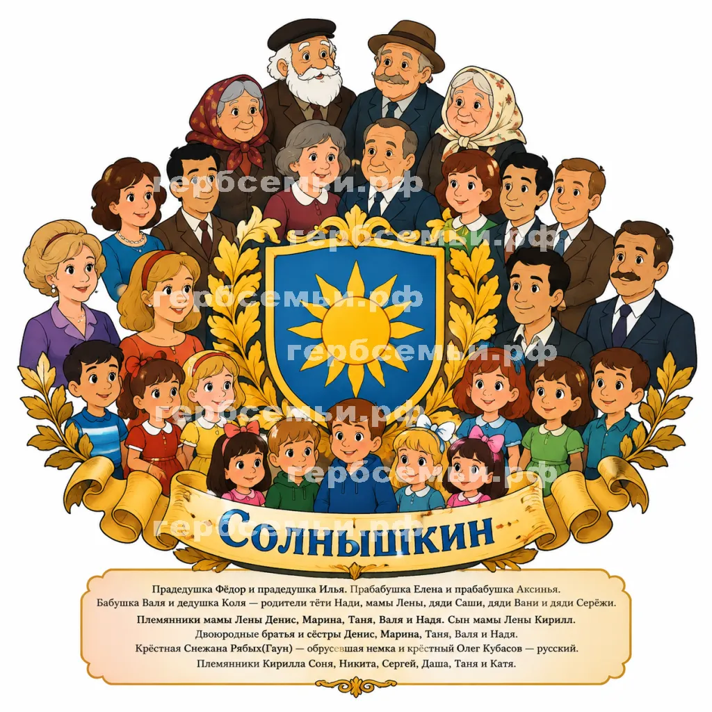 Герб семьи Солнышкин в стиле анимационной студии Союзмультфильм #41281