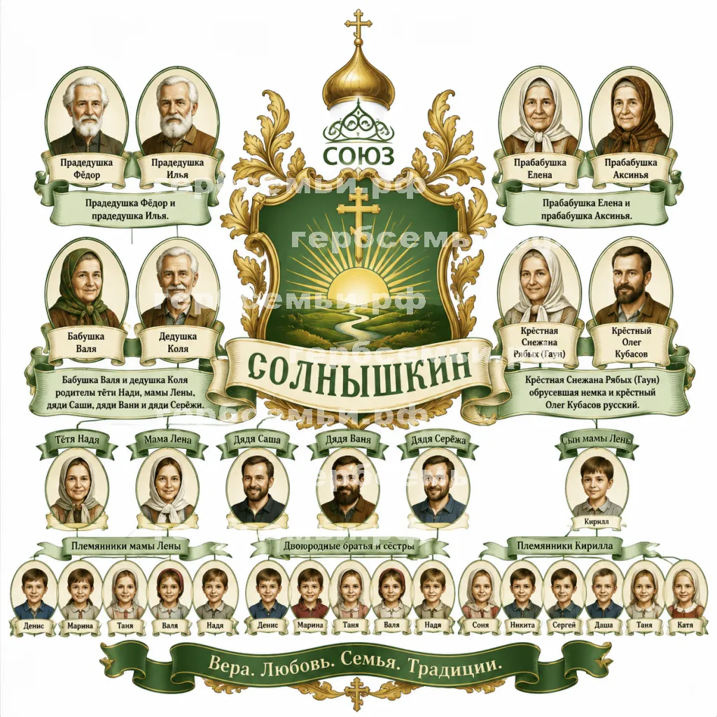 Герб семьи Солнышкин в стиле православного телеканала Союз #41305