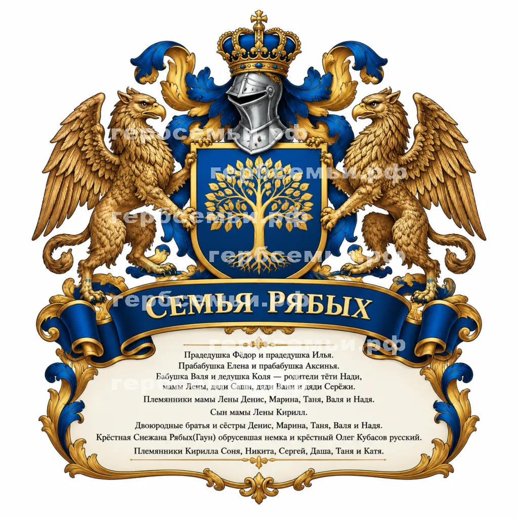 Герб семьи Семья Рябых в стиле правлавного канала союз #41315