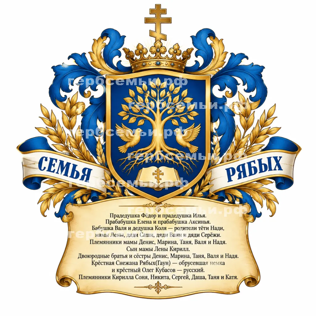 Герб семьи Семья Рябых в стиле православного канала союз #41316