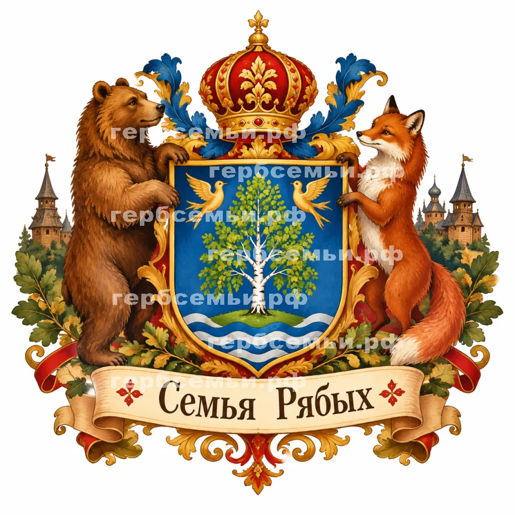 Герб семьи Семья Рябых в стиле сказки Пушкина #41335