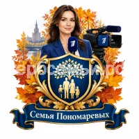 Гербы семьи Семья Пономаревых на фоне девушки корреспондента первого канала и осени