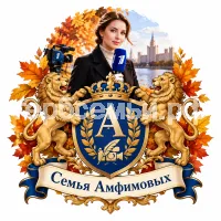 Гербы семьи Семья Амфимовых на фоне девушки корреспондента первого канала и осени