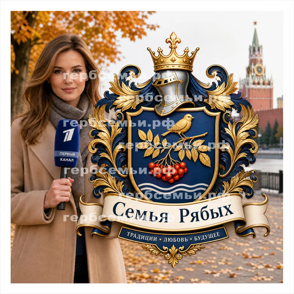 Герб семьи Создать герб  на фоне девушки корреспондента первого канала и осени #41354