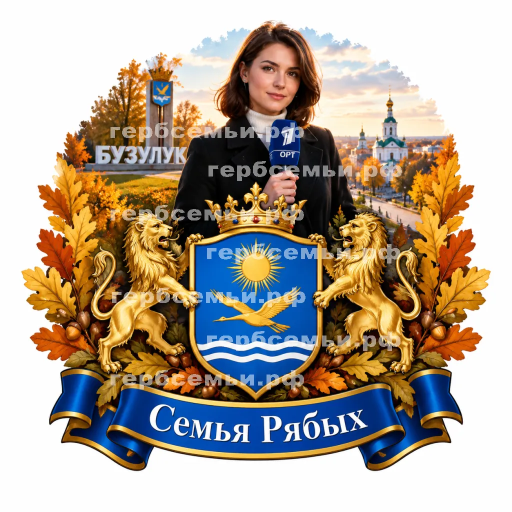 Герб семьи Создать герб  на фоне девушки корреспондента ОРТ и осени города Бузулука Оренбургской Области #41365