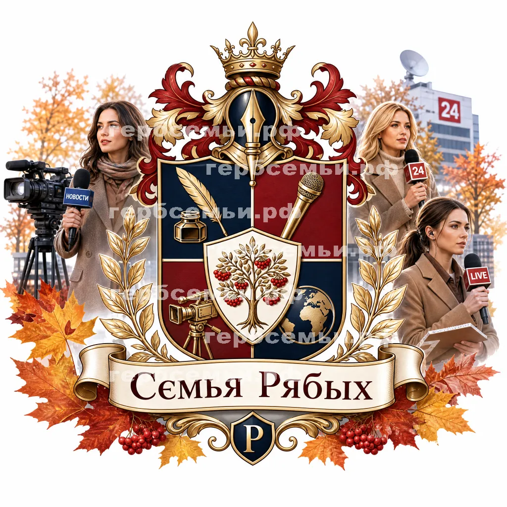 Герб семьи Создать герб  на фоне девушек корреспондентов новостных каналов и осени #41370