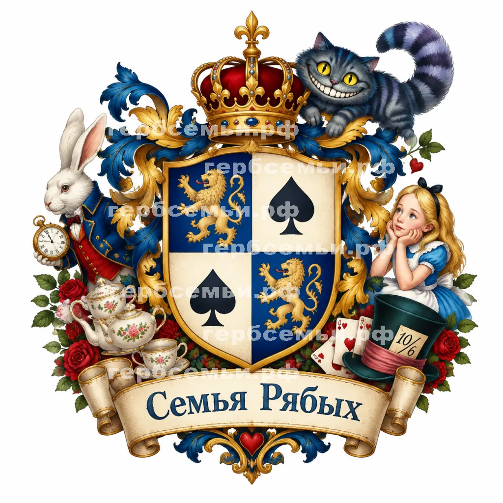 Герб семьи Создать герб на фоне сказки Алиса в Стране Чудес #41395