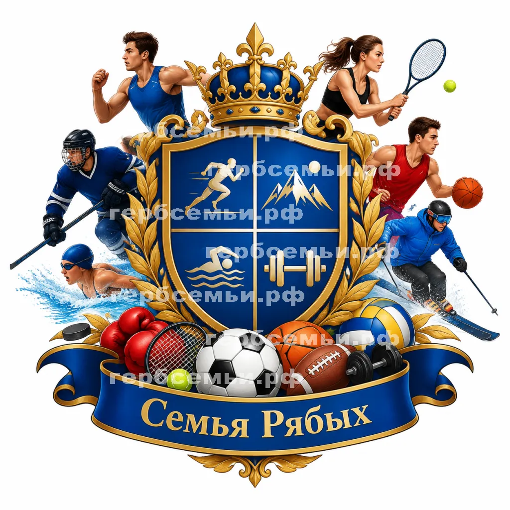 Герб семьи Создать герб на фоне спортсменов и разных видов спорта #41396