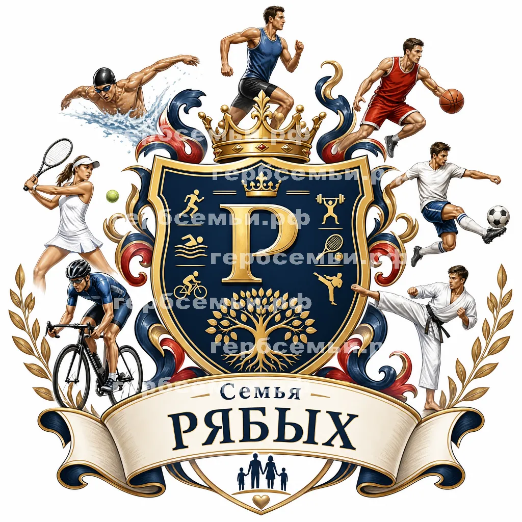 Герб семьи Создать герб на фоне спортсменов и разных видов спорта #41444