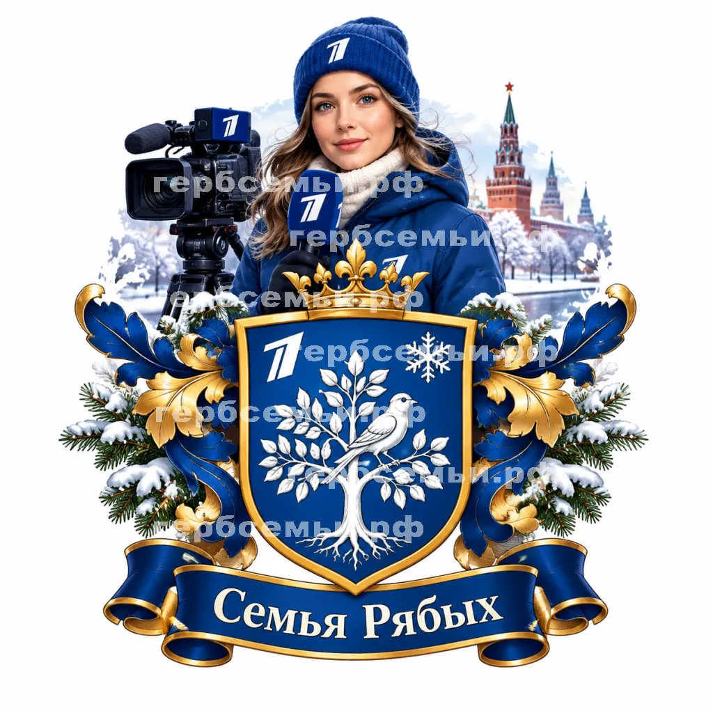 Герб семьи Создать герб на фоне девушки корреспондента первого канала и зимы #41413