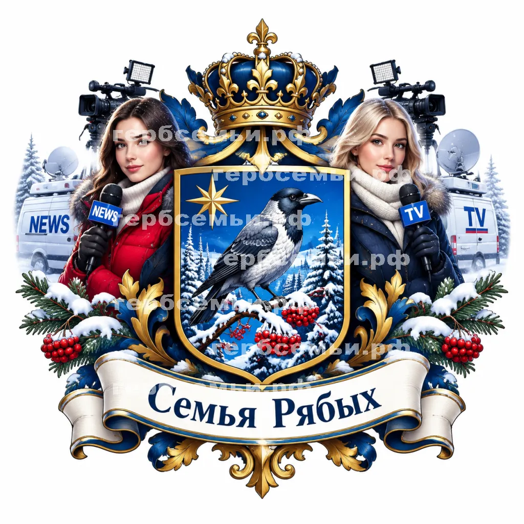Герб семьи Создать герб на фоне девушек корреспондентов новосных каналов и зимы #41418