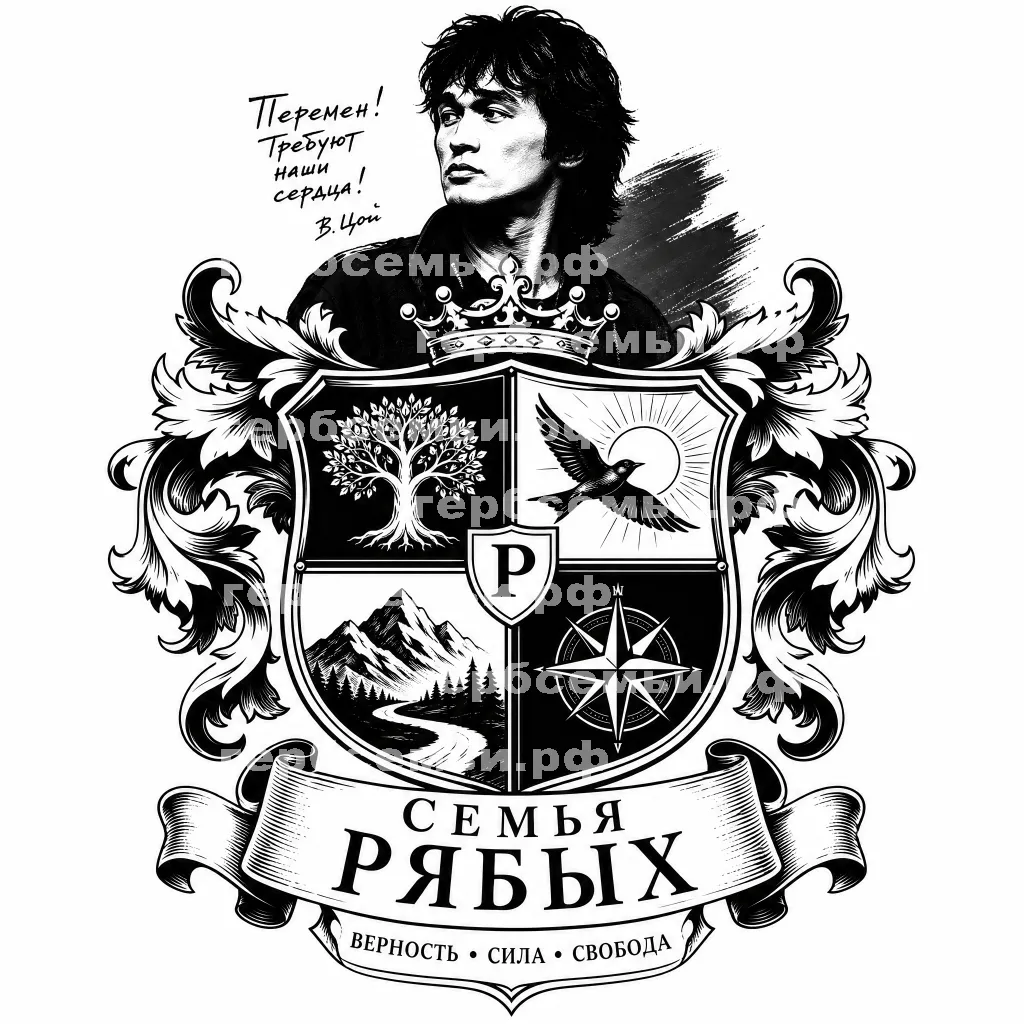 Герб семьи Создать герб на фоне Виктора Цоя #41419